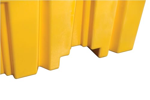 2 Eagle Drum Spill Containment Pallet with Drain and Forklift Pockets, 51.5"x26.25"x13.75", 66 Gallon Sump, 4,000 lbs. Load Capacity Secondary Containment Pallet, Made in USA, Yellow, 1620