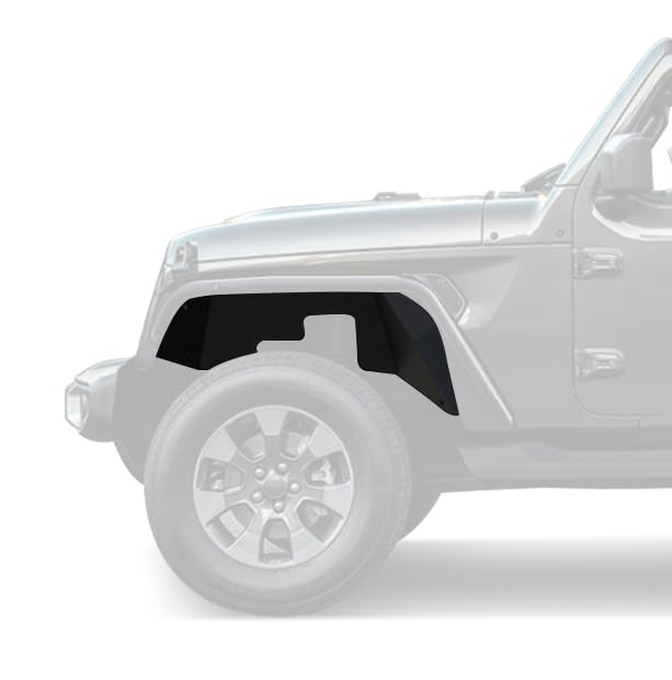 Full Set Black Horse Inner FENDER FLARES Liners - Front & Rear Matte Black Compatible with 2018-2024 Jeep Wrangler-TFFJL4