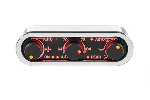 Dakota Digital Climate Control DCC - Vintage Air Gen IV 3-Knob, Horizontal, Satin, Black Alloy, Red Display - Compatible with Most Vehicles