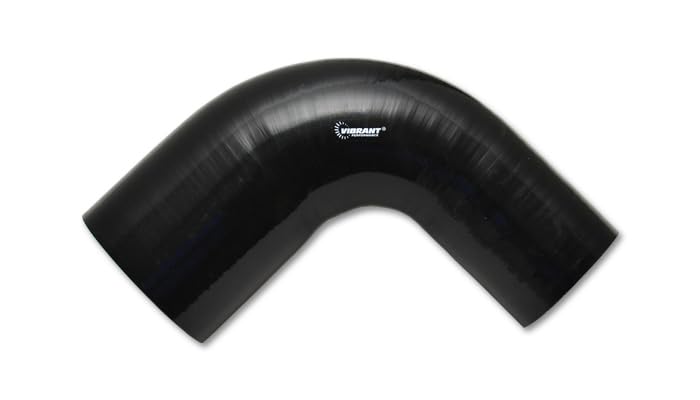 Hose Coupler, Vibrant Power 19797, Silicone, 4ply Aramid Reinforced, 90 degree Elbow, Reducer, Transition, 4.00 in. Inlet I.D, 3.50 in. Outlet I.D, 4.00 in. Leg Length, 4.00 in. CLR, Black, each