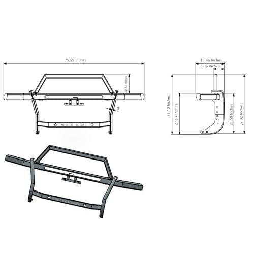 Rambler Black Horse Grille Guard Kit Modular Black Compatible with 2024-2024 Toyota Tacoma-RAGT02-PLFR