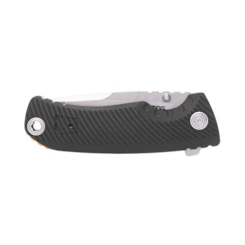 SOG Tellus ATK Folding Knife | Ambidextrous GRN Handle | CRYO 440C Stainless Steel Blade | Adjustable Belt Clip, Black/Blaze Orange Outdoor Assisted Opening Frame Lock