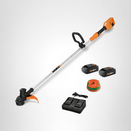 40V Worx WG183 13" Cordless String Trimmer (Batteries & Charger Included), Black and Orange