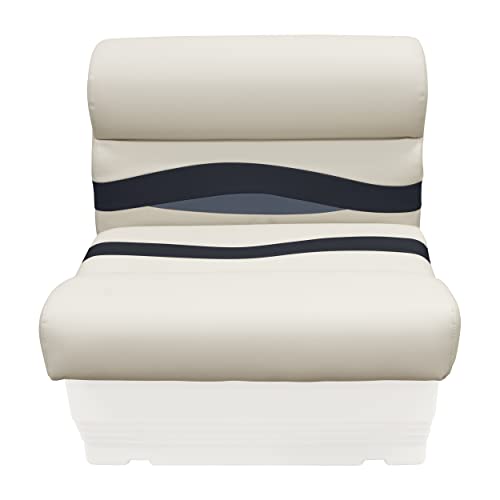 Wise Premier Series BM1143-986 Pontoon 27" Bench Seat Cushion Set, Platinum/Spectra Navy/Cobalt