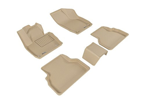Complete Set 3D MAXpider Custom Fit All-Weather Floor Mat for Select Audi Q3 Models - Kagu Rubber (Tan)