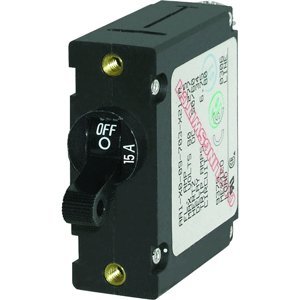 A-Series Blue Sea Systems Black Toggle Circuit Breaker - Single Pole 15A
