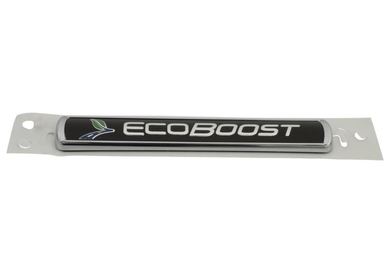 EcoBoost Ford Racing Black/Silver Emblem 3-1/2in x 9/16in - Set of 2