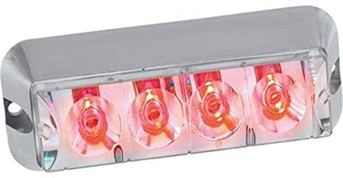 Custer Products 4In Red Flush Mount STRL4R Self Contained Strobe, Solid And Strobe, 3 Wire