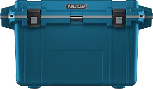 Pelican Elite Cooler 70QT (Pacific Blue/Grey) | 46 Can Capacity with Ice | 9 Day Ice Retention | Built-in Cup Holders & Bottle Opener | Guaranteed for Life