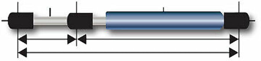 Whitecap G-8640SSC 316 Stainless Steel Gas Spring - 10.25" Comp x 17" Ext, 40 lbs.