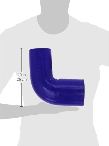 HPS Silicone High Temperature HTSER90-350-400-BLUE 4-ply Reinforced 90 degree Elbow Reducer Coupler Hose, 25 PSI Maximum Pressure, 4" Leg Length on each side, 3-1/2" > 4" ID, Blue