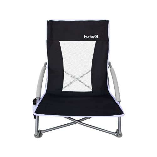 Hurley Outdoor Low Sling Folding Chair, Black
