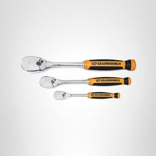 GEARWRENCH 90 Tooth Cushion Grip 3 Pc. Ratchet Set - 81207T, Multi 1/4", 3/8" & 1/2" Drive