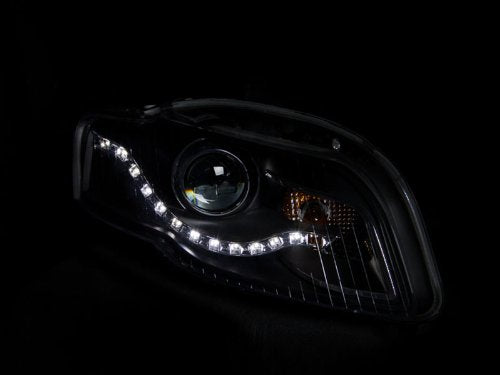 Black Clear AnzoUSA R8 LED Style Projector Headlight for Audi A4/S4/RS4 - (Sold in Pairs)