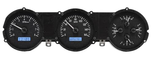 Dakota Digital VHX-62F-FAR-K-B Gauge System Analog Dash Compatible with 1962-63 Ford Fairlane, Black Alloy Style, Blue Backlighting