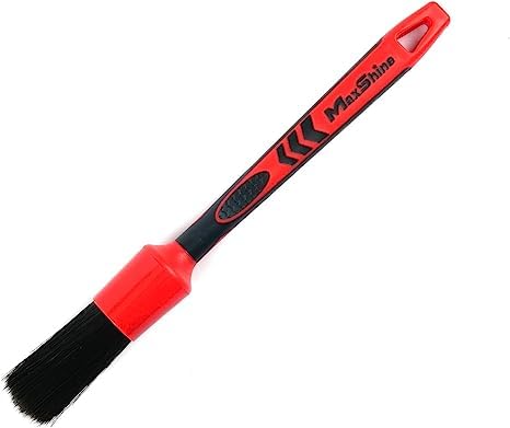 Maxshine Medium #12 Detailing Brush Universal – Black Classic with Soft Synthetic Bristles – Durable, High-Density Brush for Interior, Exterior, Leather Seats, Engine Bay & Wheels