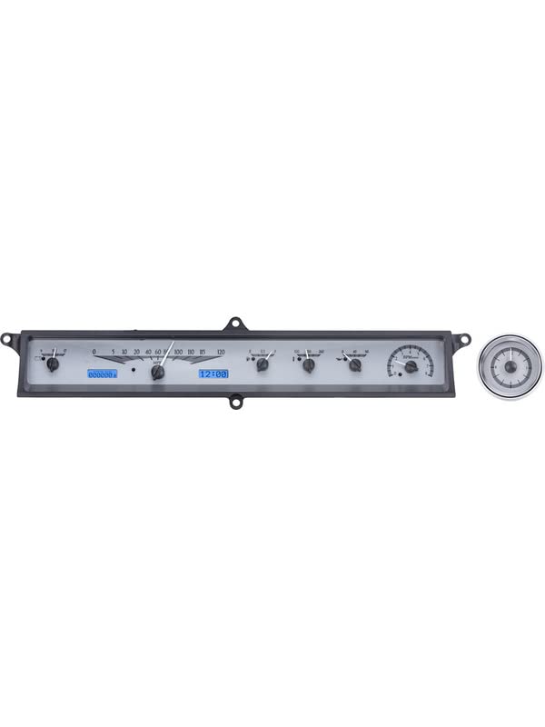 VHX-63C-CAD-S-B Dakota Digital Compatible with 1963-64 Cadillac Car VHX Gauge Instrument System Silver Alloy Blue Backlighting