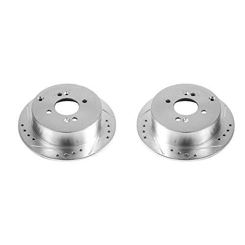 Power Stop Rear JBR1334XPR Drilled & Slotted Evolution Rotor Pair For Hyundai Accent 2006-2008, Kia Rio 2006-2011, Kia Rio5 2006-2007 [Model Specific]