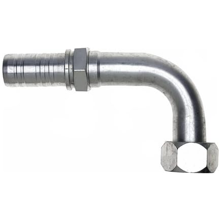 GlobalSpiral Gates 24GSP-24FJX90-089 Couplings, Female JIC 37° Flare Swivel, Zinc Plated Carbon Steel, 8.35", 90° Bent Tube, 1 1/2" ID