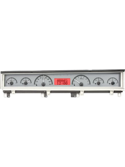 Dakota Digital VHX-68D-STD-S-R Gauge Instrument System Compatible with 1968-70 Mopar B-Body: Coronet, Belvedere, Satellite and Road Runner Silver Alloy Red Backlighting