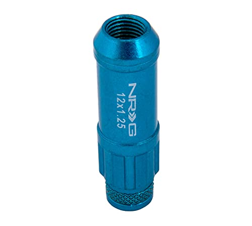 700 Series NRG M12 X 1.25 Steel Lug Nut w/Dust Cap Cover Set 21 Pc w/Locks & Lock Socket - Blue