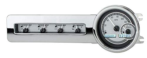 VHX-41C-S-W Dakota Digital 41-48 Chevy Car Analog Dash Gauge System Silver Alloy White