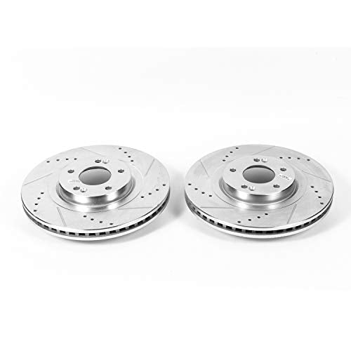 Power Stop Front JBR1585XPR Drilled & Slotted Rotor Pair For Hyundai Santa Fe 2013-2020, Hyundai Santa Fe XL 2019, Kia Sorento 2014 [Model Specific]