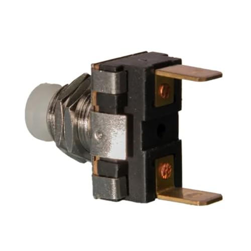 Sierra International Contoured MP39670 Plastic/Compact Push Button Switch with Chrome Plated Brass Mounting Stem, White