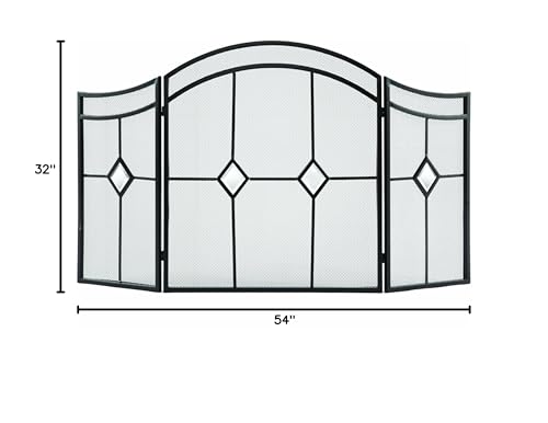 Arched Pleasant Hearth Diamond 3-Panel Fireplace Screen, Espresso Powder Coated