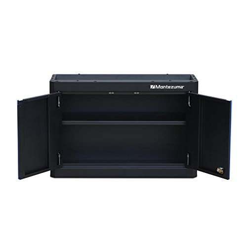 Garage Tool Storage System Montezuma - 30.5 x 12" Locking 2 Door Wall Cabinet with Magnetic Latches & Black Powder Coat Finish - BKMG30202WC