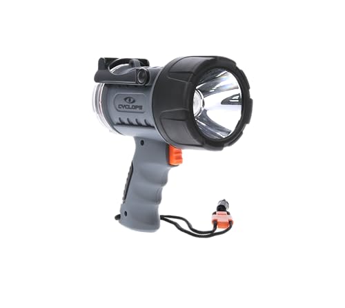 LED Waterproof Spotlight Cyclops | 700 Lumens Tough ABS Floatable 3 Lighting Modes Rechargeable Handheld Flashlight| Emergency Whistle on Lanyard Included