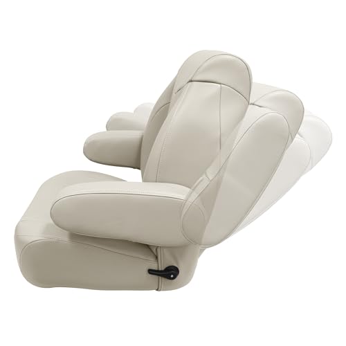 High Back Wise 3126-990 Premier Pontoon/Boat Reclining Helm with Flip Up Arm Rests - Platinum