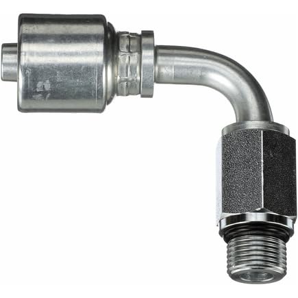 MegaCrimp Couplings Gates 6G-8MBX90, Male O-Ring Boss Swivel, Zinc Plated Carbon Steel, 2.47", 90° Bent Tube, 3/8" ID