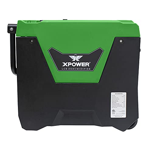 XD-85L2 XPOWER 145-Pint LGR Commercial Dehumidifier with Automatic Purge Pump, Drainage Hose, Handle and Wheels for Water Damage Restoration, Clean-up Flood, Basement, Mold, Mildew (Green)