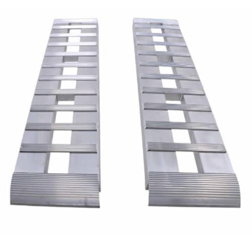 Heavy Duty GEN-Y Aluminum Loading Ramps - Set of 2, 7 Foot Long x 14 Inches Wide, 6000 lbs Capacity, Hybrid Hook and Plate Ends, Serrated Cross Rungs for Maximum Traction