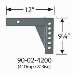 Adjustable Shank Fastway 90-02-4200 4" Drop/8" Rise x 12" Length (L12)