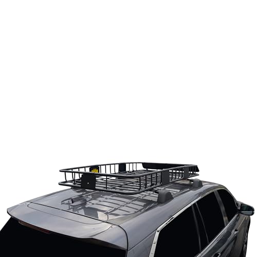 Traveler Roof Rack Cargo Carrier Basket Black Horse 84"x50"x6" Heavy Duty Weather Resistant Luggage & Camping Gear Storage for Car, Truck or SUV Transport, 200 lbs Capacity - BHOD8450