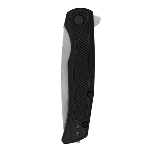 Outfield Kershaw Pocket Knife, Black and Gray Design, 2.8 Inch Steel Drop Point Blade, EDC with Assisted Opening, Reversible Deep Carry, Everyday Carry Pocket Knife for Men and Women