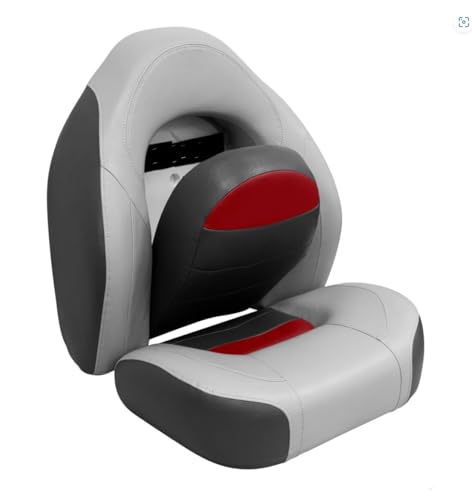 3303-1881 Wise Pro-Angler Series Bass Bucket Seat 2-Piece Set Marble Grey/Regal Red/Charcoal