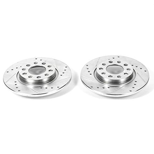 Power Stop AR83089XPR Evolution Rear Drilled & Slotted Rotor Pair For Chrysler 200 2015-2017, Jeep Cherokee 2014-2022 [Model Specific]