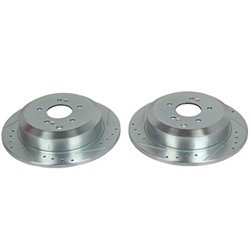 Power Stop Rear JBR1525XPR Evolution Performance Drilled, Slotted & Plated Brake Rotor Pair For Hyundai Veracruz 2007-2012 [Model Specific]