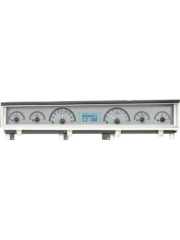Dakota Digital VHX-68D-STD-S-W Gauge Instrument System Compatible with 1968-70 Mopar B-Body: Coronet, Belvedere, Satellite and Road Runner Silver Alloy White Backlighting