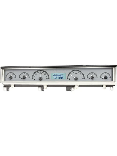 Dakota Digital VHX-68D-STD-S-W Gauge Instrument System Compatible with 1968-70 Mopar B-Body: Coronet, Belvedere, Satellite and Road Runner Silver Alloy White Backlighting