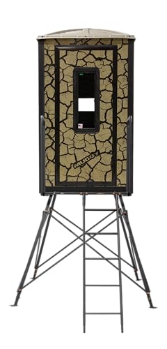 Muddy Box Blind Gunner W/Deluxe 5' Tower/Steel Wall Construction/Cracked Mud Camo