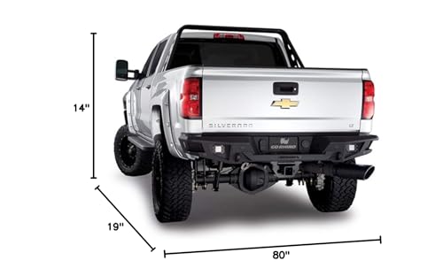 Go Rhino Rear Bumper BR20 | Mild Steel, Textured Black | 28173T | Fits 2015 - 2019 Chevrolet Silverado & GMC Sierra 2500 HD, 3500 HD