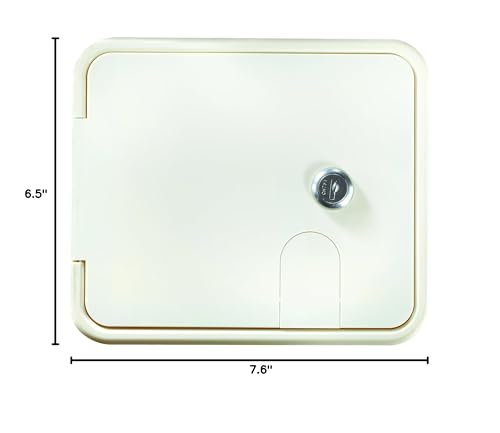 Locking Electrical Cable Hatch RV Designer B150, 7.6 inch x 6.5 inch x 2 inch, Polar White