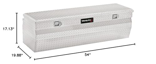 Angled Chest Tool Box Trailfx Single Lid with Struts Polished 16-Gauge Diamond Tread Aluminum 13.5 Cubic Foot 54 Inch Length x 19-7/8 Inch Width x 17-1/8 Inch Height Bright Finish 150581