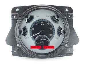 Dakota Digital VHX-66F-BRO-S-R Analog Dash Gauge System Compatible with 1966-77 Ford Bronco Silver Alloy Red Backlighting