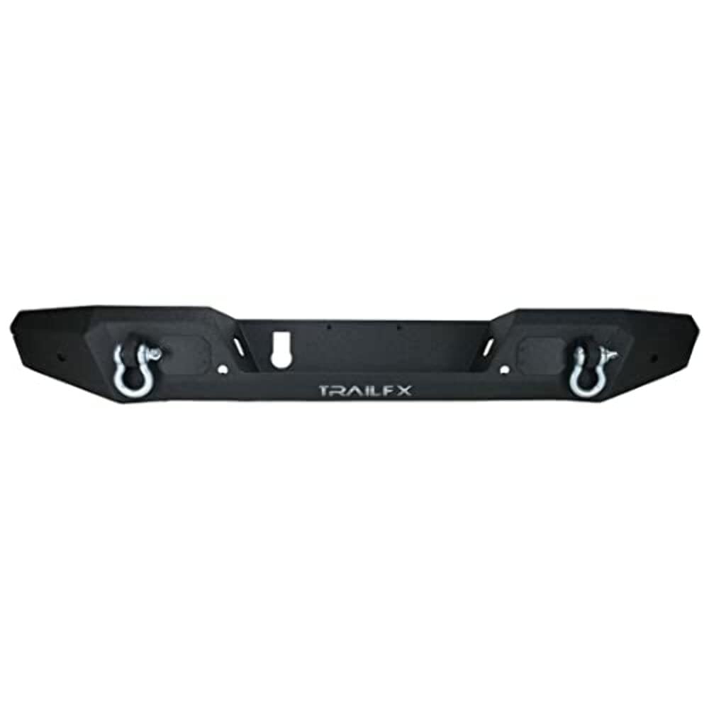 TrailFX Rear Bumper Jeep Gladiator JT 2020-2025 Fits One-Piece Direct Fit Black Textured Powder Coated Steel With D-Ring Mounts LED Light Cutouts OE Sensor Compatible TrailFX JL013T