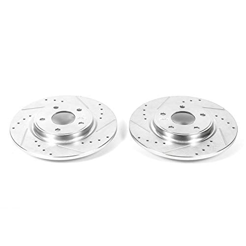 Power Stop AR83082XPR Evolution Rear Drilled & Slotted Rotor Pair For Chrysler Town & Country, Dodge Grand Caravan, Dodge Journey, Ram C/V, VW Routan [Model Specific]